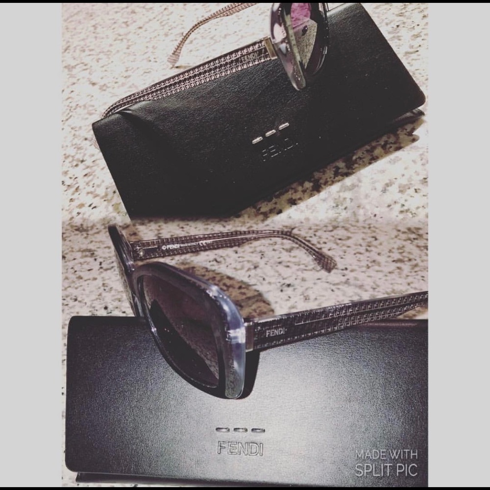 Fendi black 2002 black and clear sunglasses